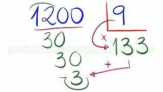 Aprender a hacer divisiones de 1 cifra - Ejemplo: 1200 entre 9