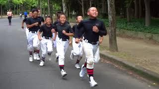 Japanese Junior Baseball Team pacing the Osaka Castle Road Train