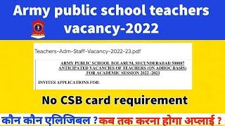 ARMY PUBLIC SCHOOL VACANCY 2022 || APS VACANCY 2022