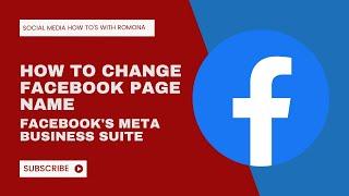 How to Change Facebook Page Name | Facebook's Meta Business Suite