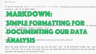 How to format a document in markdown: Documenting a data analysis approach in markdown (CC017)