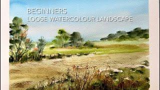 Paint This Beginners LOOSE WATERCOLOR LANDSCAPE, FALL Watercolour PAINTING Techniques Tutorial demo