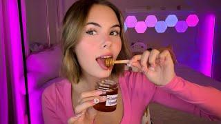 ASMR | Eating Honey *Intense Tingles*  (mouth sounds, glass tapping…)