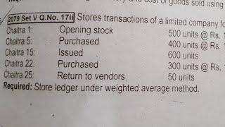 Class 12| Perpetual inventory system| Store leder  under weighted & simple average method|2079 setV