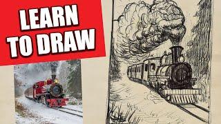 How to Draw a Christmas Train with Realistic Smoke Effects