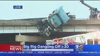 Big Rig Dangles Off Dallas Freeway After Crash