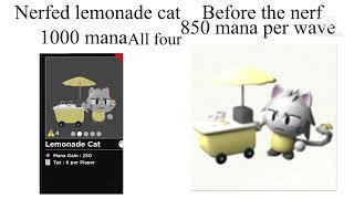 Nerfed lemonade cat vs the un nerfed lemonade cat Tower Heroes