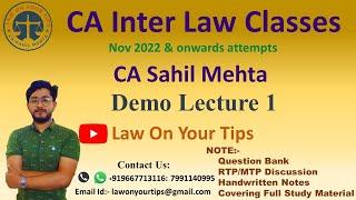 CA Inter Law Batch Lecture 1/Nov 22 and onwards# READ # REVISE# RETAIN THE CONCEPT