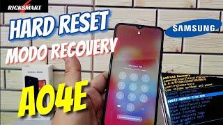 Modo recovery *hard reset* Samsung a04e formatear Quitar clave patrón pin contraseña