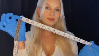 ASMR Face Measuring Role Play with Latex Gloves  Up Close Breathy Whispers