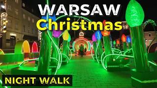 Warsaw Poland Most Magical Christmas Market 2024 - Night Walking Tour 4k