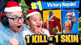 1 KILL = 1 FREE CHRISTMAS SKIN FOR MY LITTLE BROTHER IN CHAPTER 6 FORTNITE! NOSTALGIC