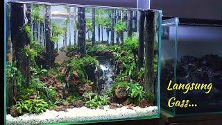 cara membuat aquascape hutan air terjun