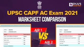 UPSC CAPF AC Exam: CAPF AC  AIR 1 vs AIR 2 Marksheet Comparison I CAPF AC 2023 Exam