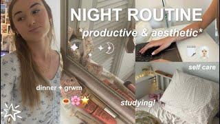 PRODUCTIVE NIGHT ROUTINE | studying, dinner & self care •°࿐