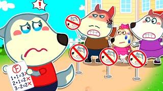 Baby Wolf, Go Away! - Oh No, Baby Wolf Is A Bad Student! | Cartoons for Kids | @mommywolf