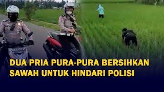 Kocak! Dua Pemuda Ini Pura-Pura Bersihkan Sawah untuk Hindari Polisi, Videonya Berujung Viral