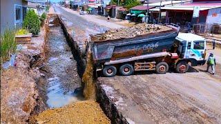 Road Base Construction in Action! Massive Dump Trucks & Bulldozers Laying the Foundation for Highway