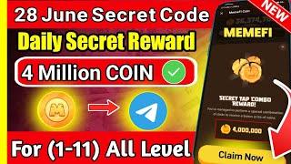 ( Level 1-11 ) Memefi Secret Tap Combo Reward | Memefi 4,000,000 Coins Code | #memefi Secret Code