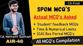 CA Final Self Paced Modules of LAW MCQ & Numerical Limits | ICAI SPOM Law & SCMPE Students Strategy