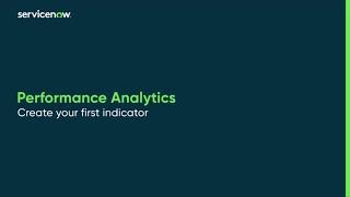 Performance Analytics | Create your first indicator