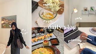 daily vlog: productive day! , grocerry time , cute cafe , breakfast , cozy night , sushi ⋆୨୧