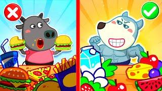 Healthy Food vs Junk Food Challenge | Compilation Of Healthy Habits For Kids  Wolfoo Kids Cartoon