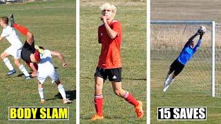 BODY SLAM, 15 SAVES, and ASSIST ON GOAL at SOCCER GAME!