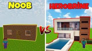 NOOB VS HEROBRİNE (Ev Yapmak) - Minecraft