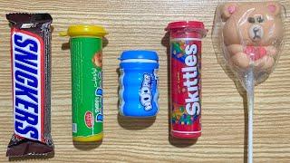 Satisfying I unpacked the Hooper Bubble gums and Skittles with Panda Lollipops ASMR