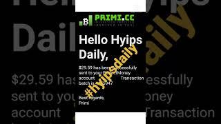 Primi.cc | best 1$ hourly online hyip investment site, 29$ live proof #shorts #hyipsdaily