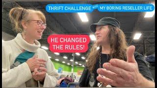 THRIFT CHALLENGE with My Boring Reseller Life, James! HE CHANGED THE RULES & SAID "NO SHOES"