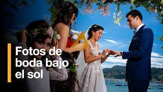 ¿Cómo hacer fotos de boda al mediodía bajo el sol?.  Bodas de Playa.