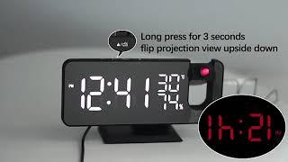 LED Digital Projection Alarm Clock - USB - Wake Up -FM Radio