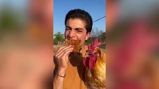 Eating A Chicken Infront Of A Chicken