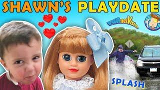 SHAWN'S 1st PLAYDATE  UNLUCKY WATER SPLASHING CAR Joke! FUNnel V Skits w American Girl