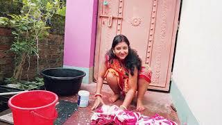 Desi style housewife cloth washing video in original sound