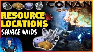 STAR METAL/BRIMSTONE & MORE -RESOURCE LOCATIONS -Savage Wilds Map Mod | Conan Exiles |