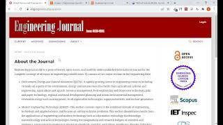 Engineering Journal: Free Publication Charge Journal Indexed by Scopus Q3 and ESCI (JCR)