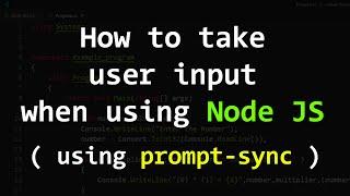 How to take User Input using Prompt Sync in JavaScript Node JS