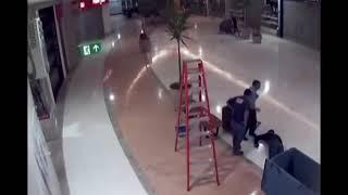 Mall Worker Falls Off A Ladder