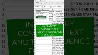 COMBINE TEXT AND SEQUENCE #shorts #excelshorts #exceltip #exceltutorial