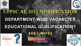 UPPSC AE 2021 Department-wise Vacancies||Eligibility||Age Limits||Educational Qualification