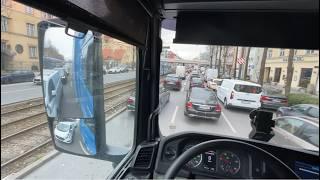 POV truck driving to center München with MAN TGX 18.520