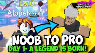 F2P Noob To Pro Day 1 - The Beginning of a LEGEND! GOJO ALREADY! | All Star Tower Defense (season 5)