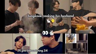 Jikook cooks and eats together,and they are happy