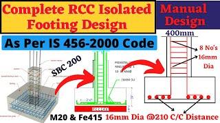 Complete RCC footing design by manual method as per IS 456-2000 code | Building design | civil |