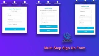 multi step signup form using html css jQuery