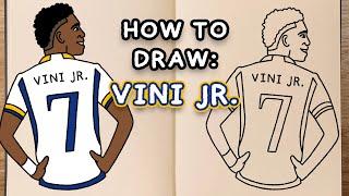 How to draw and colour! VINICIUS JR. (step by step drawing tutorial)