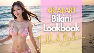 [4K] AI ART video - Japanese Model Lookbook - Frilled Bikini
